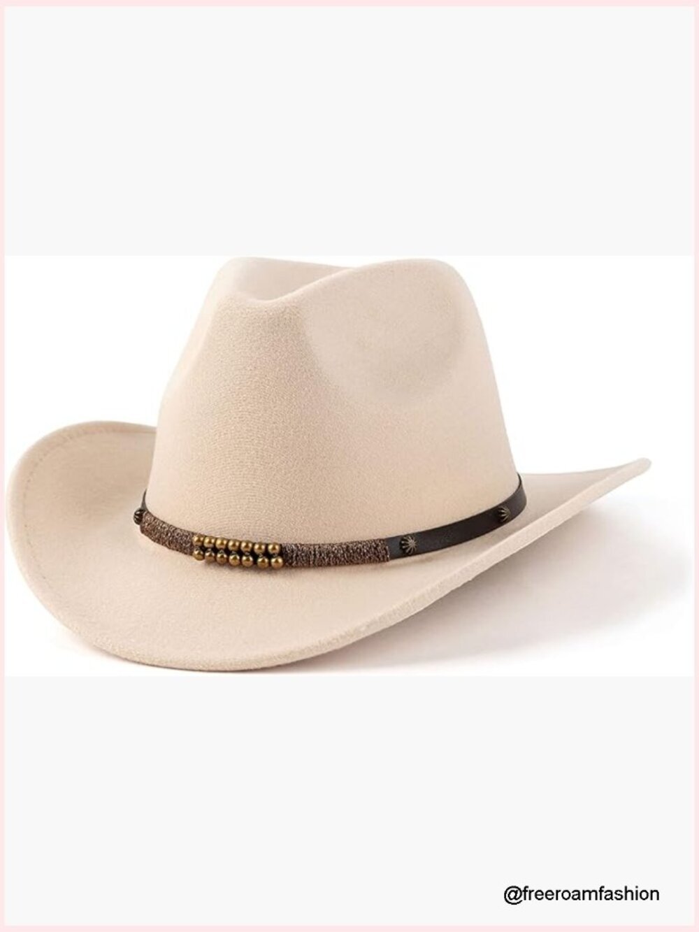 Wide Brim Felt Cowboy Hat with Belt Buckle Unisex